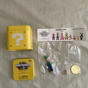 Super Nintendo World Universal Epic Luigi Keychain Figure Mystery Tin Box